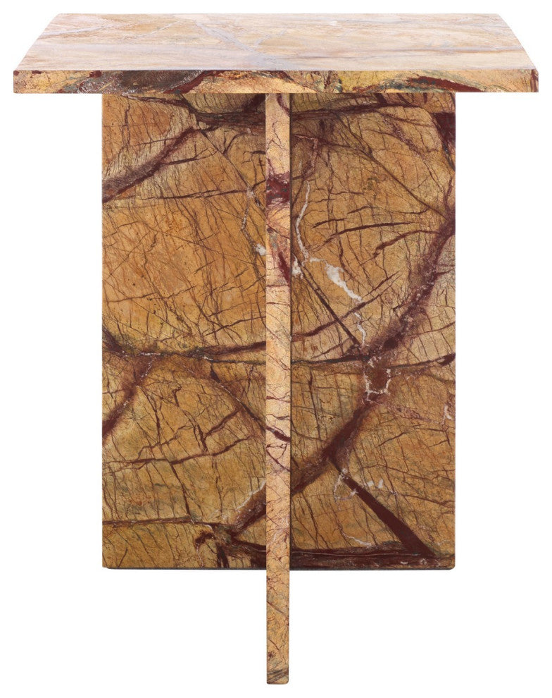 Safavieh Couture Adriano Marble Accent Table, Beige/Brown