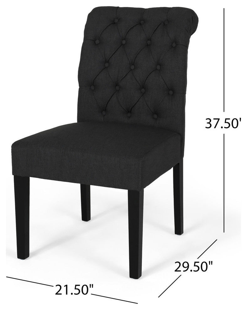 Emerson Tufted Dining Chairs, Set of 2, Dark Gray, Fabric