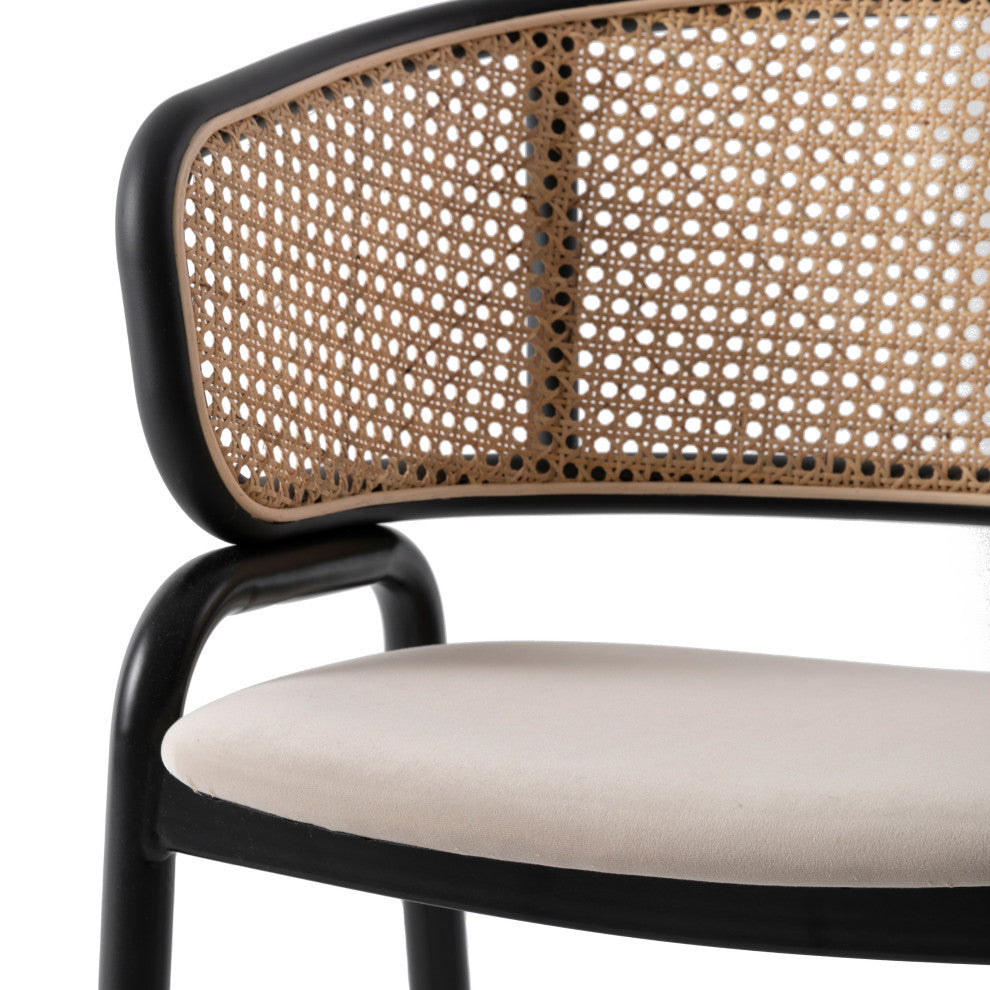 LeisureMod Ervilla Dining Chair With Stainless Steel Legs, Set of 4, Beige