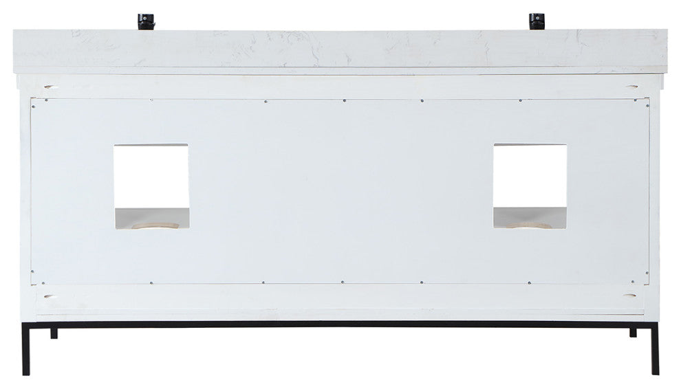 Kesia White Bathroom Vanity Set, 72", With Mirror
