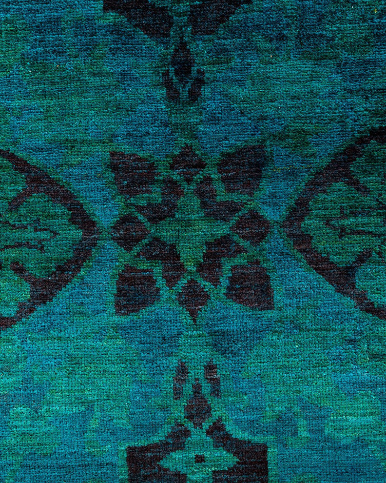 Overdyed, One-of-a-Kind Hand-Knotted Area Rug Green, 5'10"x9'1"