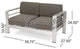 Crested Bay Outdoor Aluminum 4 Seater Chat Set with Sunbrella Cushions, Cast Sil