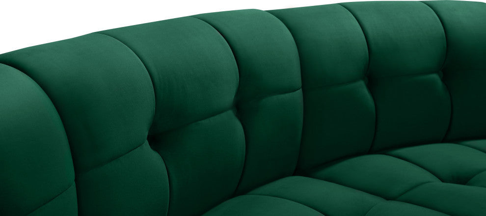 Limitless Velvet Upholstered 9-Piece Modular Sectional, Green