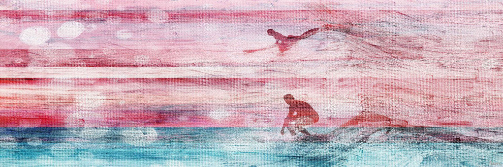 "Riding Waves" Print on Canvas, 60"x20"