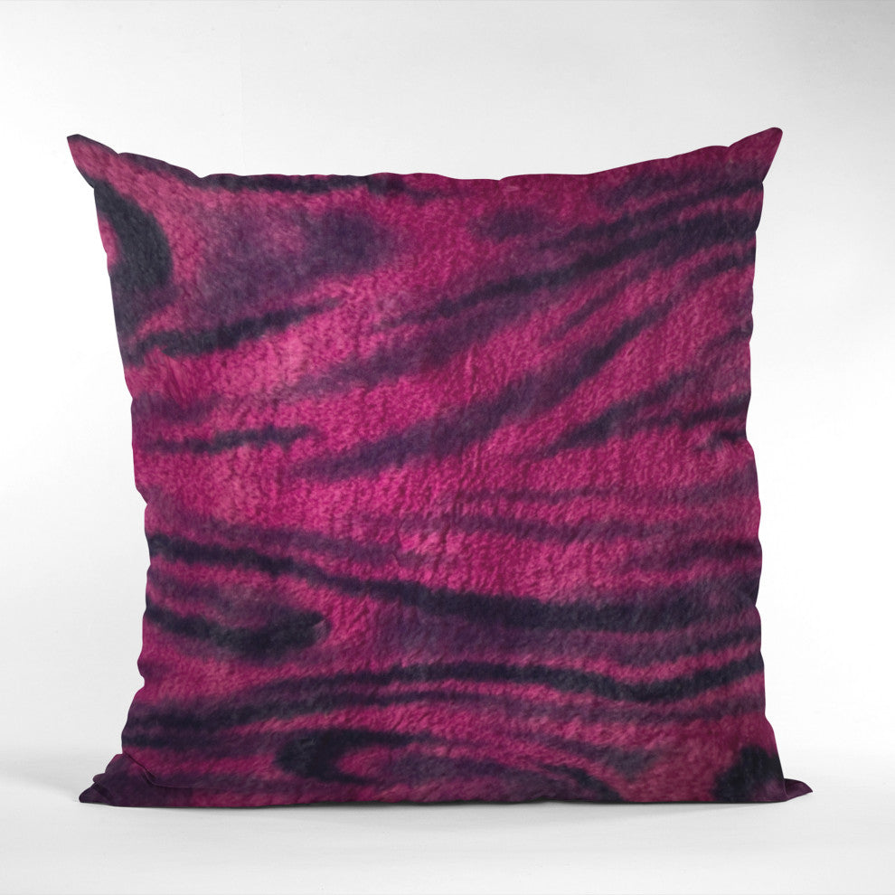 Plutus Fuchsia Black Galaxy Faux Fur Luxury Throw Pillow, 20" x 26" Standard