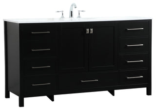Isabel Single Bathroom Vanity, Black, 60", Without Backsplash