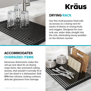 Multipurpose Over Sink Roll-Up Dish Drying Rack, Grey
