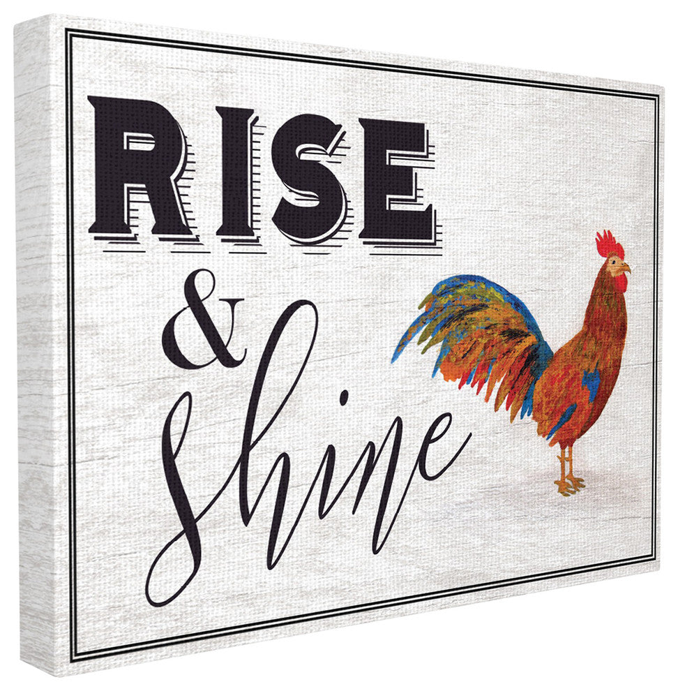 Stupell Ind. Rise And Shine Rooster White Canvas Wall Art, 16x20