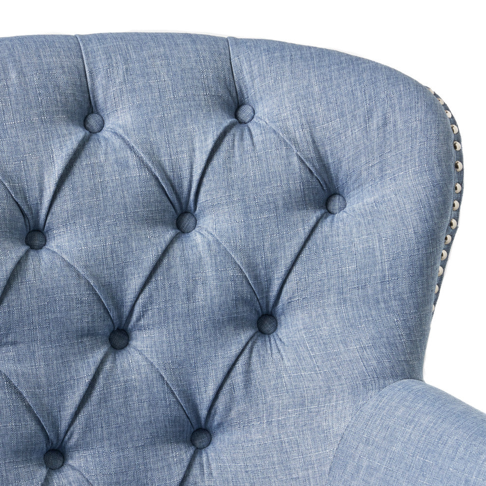 GDF Studio Laxford Light Blue Tufted Fabric Club Chair
