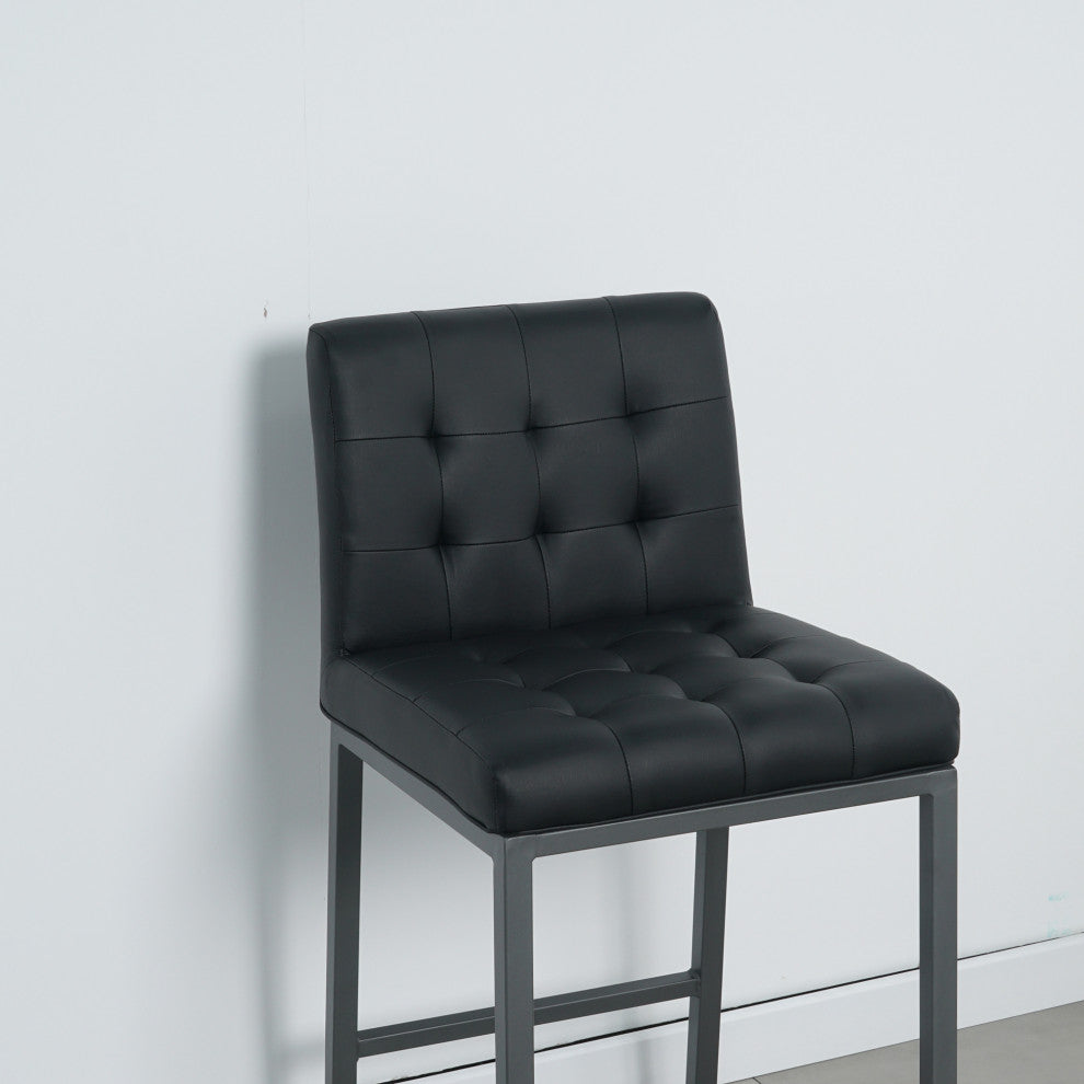2-set Foam Modern Design Dining Chair, Metal Legs, Black Pu