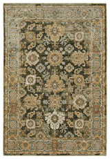 Adeline Bordered Traditional Green/ Gold Area Rug 3'3" x 5'2"