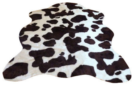 Super Plush Brown-White Faux Cowhide Rug 4'10x6'8 Large