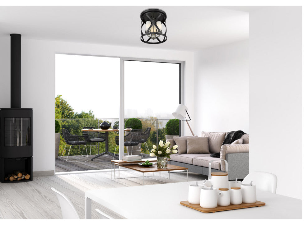 Zlite 481F13-MB-BN 3-Light Flush Mount, White