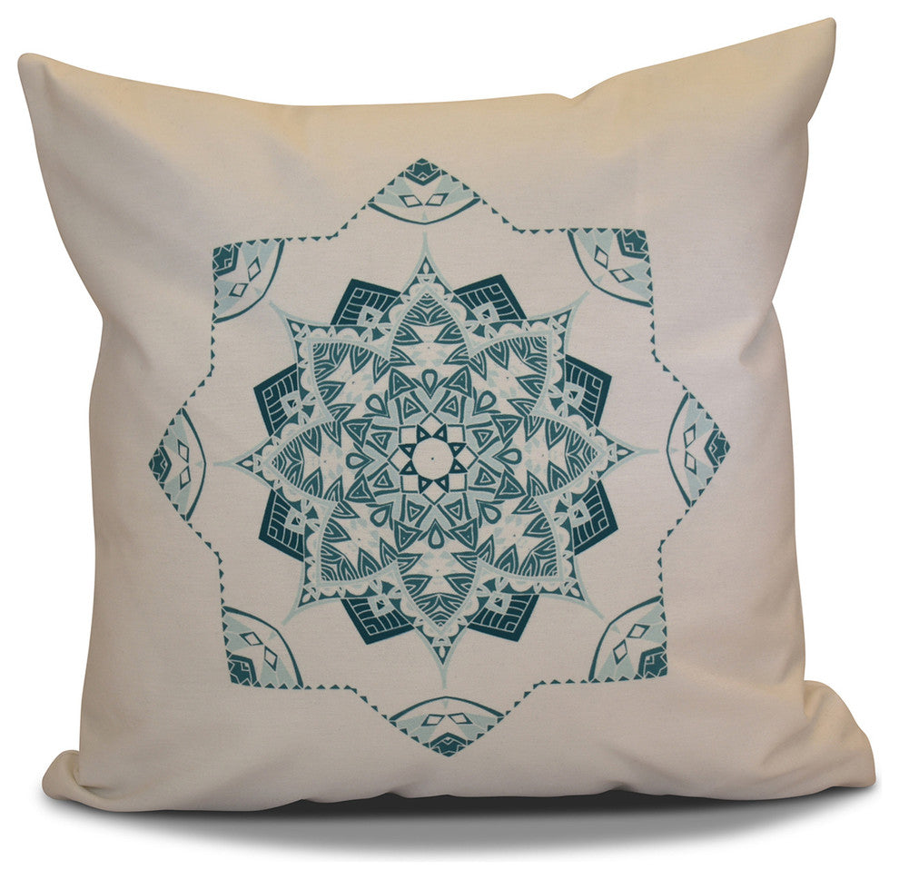 Snowflake Star Pillow, Teal, 16"x16"