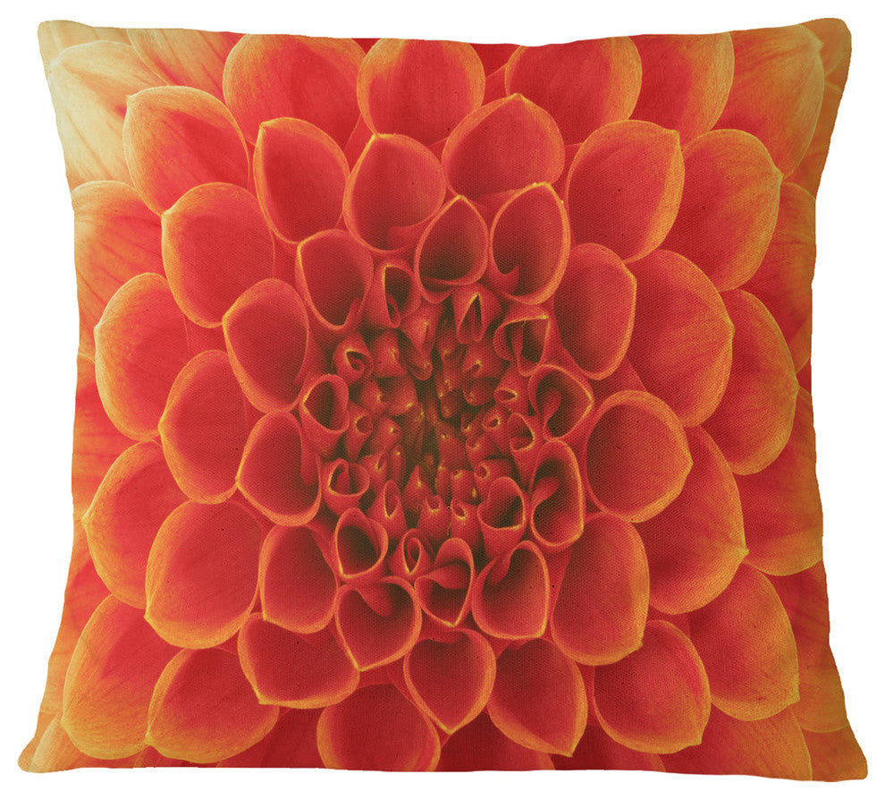 Orange Abstract Flower Petals Floral Throw Pillow, 16"x16"