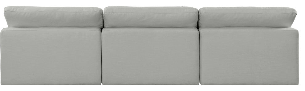 Comfy Upholstered Modular Sofa, Grey, 3-Piece: 3 Armless Chair, Linen Textured Fabric