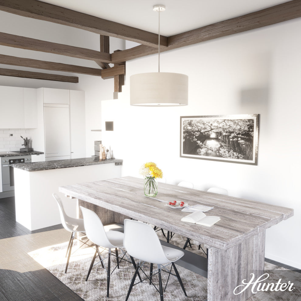 Solhaven Bleached Alder/Brushed Nickel, Painted White Glass 4-Light Pendant