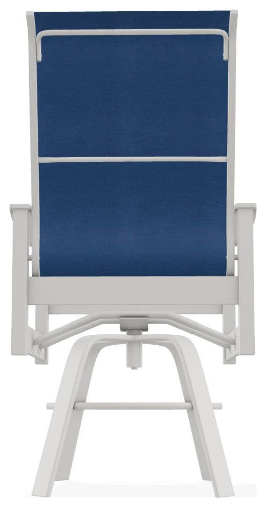 Leeward Sling Balcony Height Outdoor Swivel Armchair, Cobalt/Snow