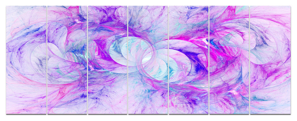 Light Purple Fractal Texture, Abstract Canvas Art Print, 83"x32", 7 Panels
