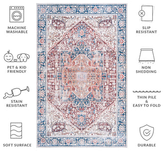 Safavieh Arizona Machine-Washable Collection ARZ109 Rug, Red/Navy, 6'x9'