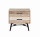 Benzara BM196260 Wooden Nightstand with Metal Angled Legs, Brown and Black