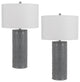 Benzara BM282155 29" Accent Table Lamp Set of 2, Tall Cylinder, Gray