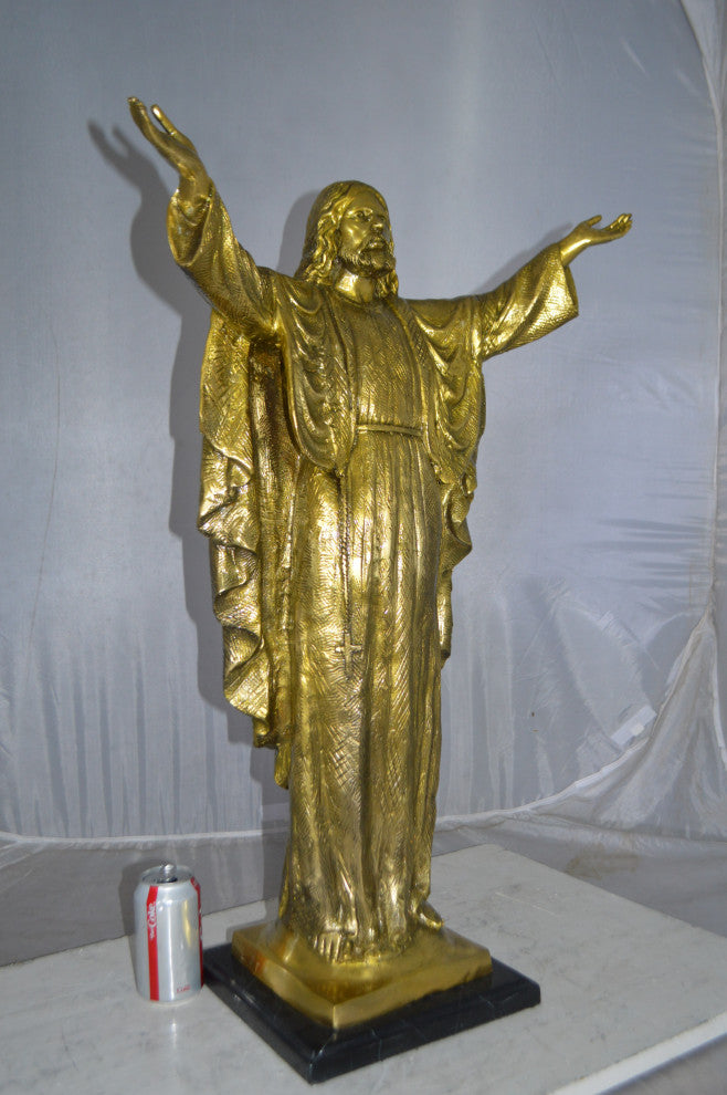 Jesus Opens His Hands Bronze Statue -  Size: 10"L x 21"W x 32"H.