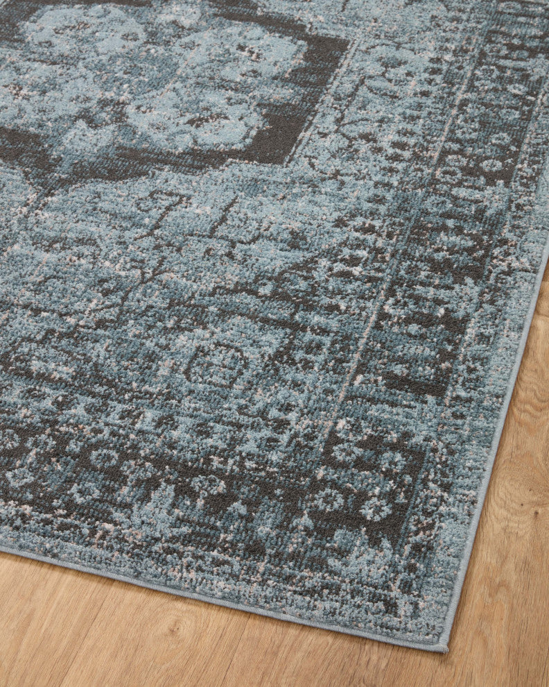 Loloi II Odette Sky / Charcoal 5'-3" x 5'-3" Round Accent Rug