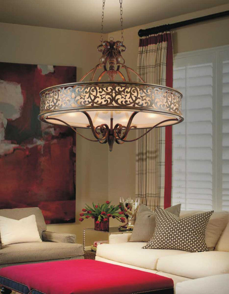 Drum Shade Chandelier, Brushed Chocolate, Medium