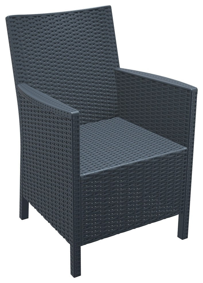 California Wickerlook Square Dining 5 Piece Set, Dark Gray