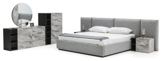 Nova Domus Maranello Gray Bed and 2 Nightstands, Queen
