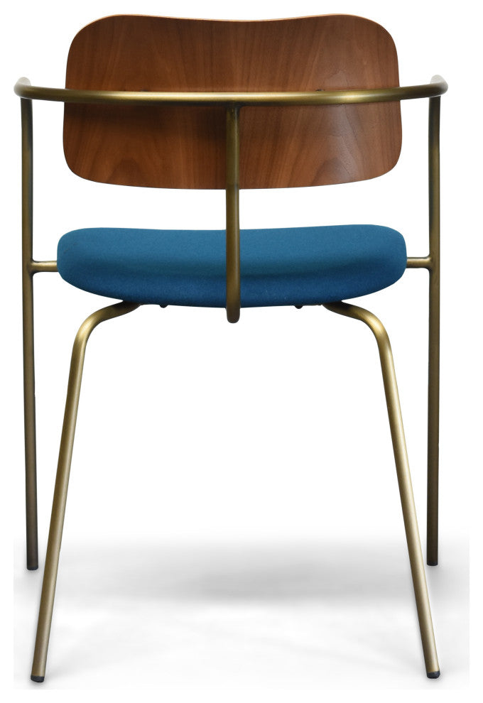 Cameron Dining Chair, Blue with Bronze Leg, Set of 2