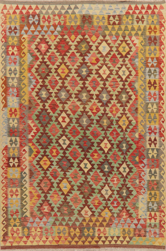 Kilim Hand-Woven Southwestern Traditional Turkish Oriental Area Rug, 9'7"x6'6
