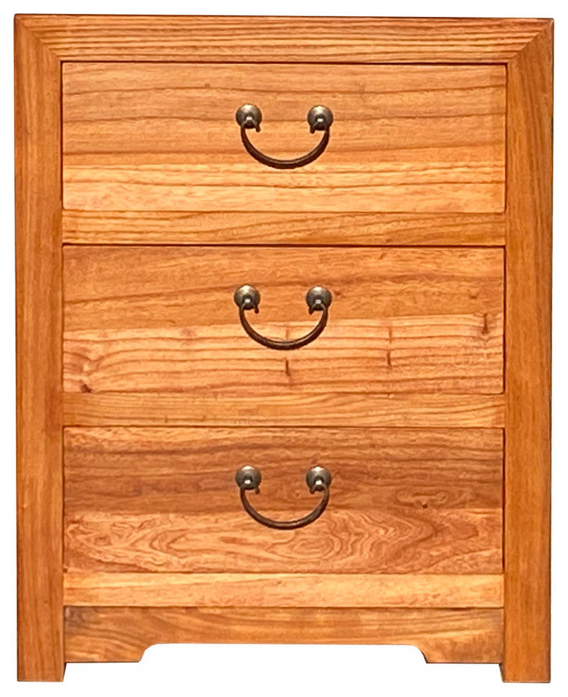 Oriental Brown Stain 3 Drawers End Table Nightstand Cabinet Hcs7105