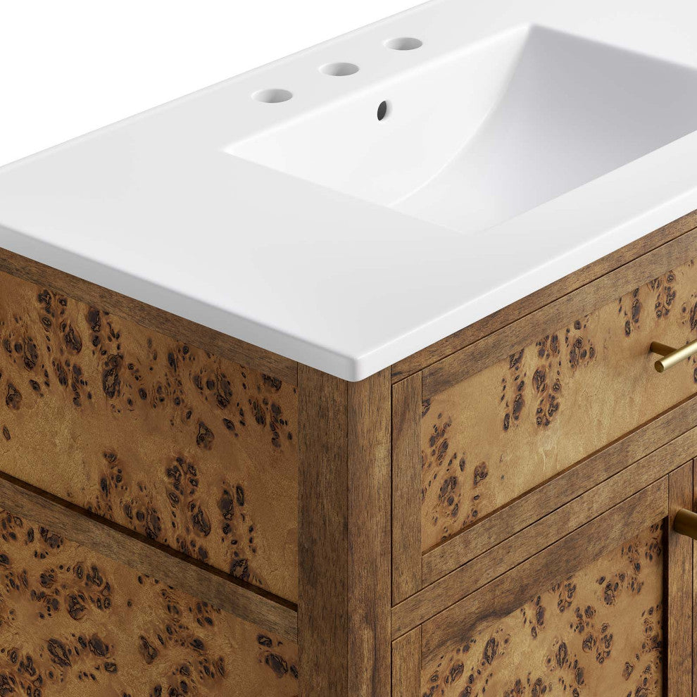 Elysian 36" Wood Bathroom Vanity - White Brown