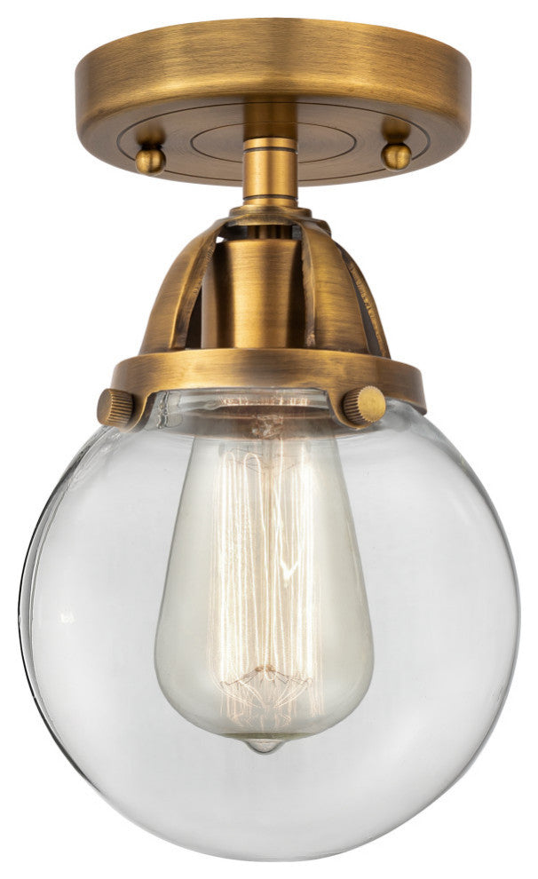 Beacon Semi-Flush Mount, Brushed Brass, Clear, Clear