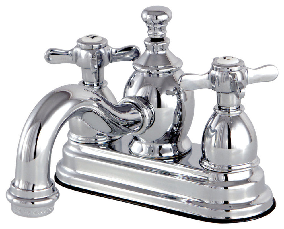 4" Centerset Bathroom Faucet WithBrass Pop-Up, Polished Chrome
