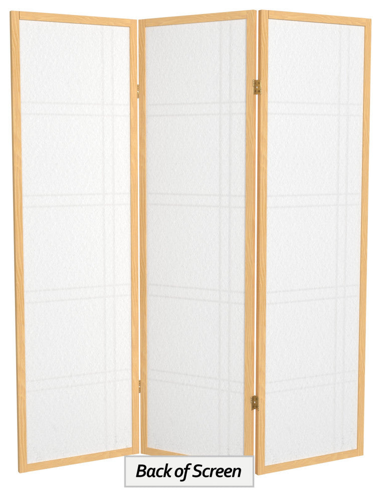 5' Tall Double Cross Shoji Screen, Natural, 3 Panels