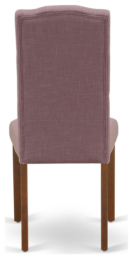 5Pc Dining Set, Square Table, Four Parson Chairs, Dahlia Fabric, Mahogany