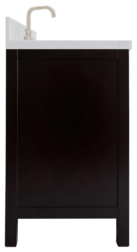 Ariel Cambridge 36" Right  Single Rectangle Sink Vanity, Carrara Quartz, Espresso