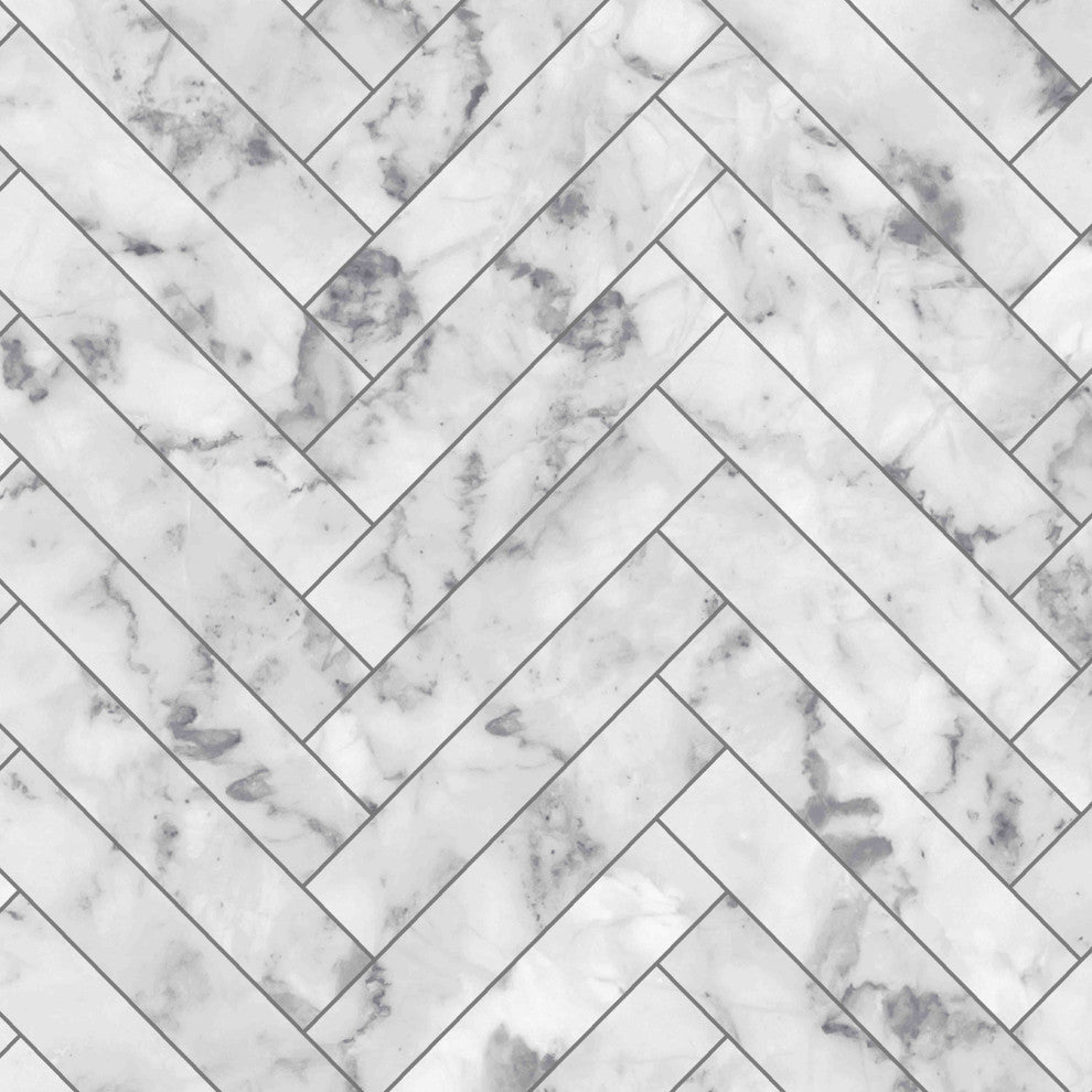 Transform Marble Chevron White Peel and Stick Wallpaper