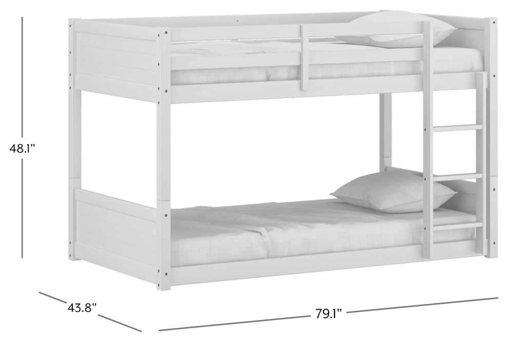 Hillsdale Capri Wood Twin Over Twin Size Floor Bunk Bed with Ladder