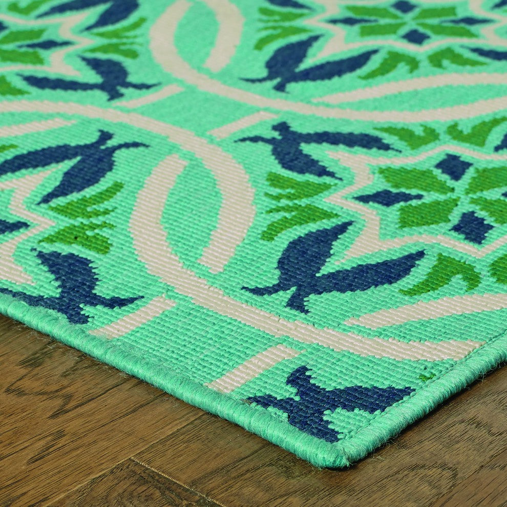 Oriental Weavers Meridian Blue/Green Floral Indoor/Outdoor Rug 7'10"X10'10"