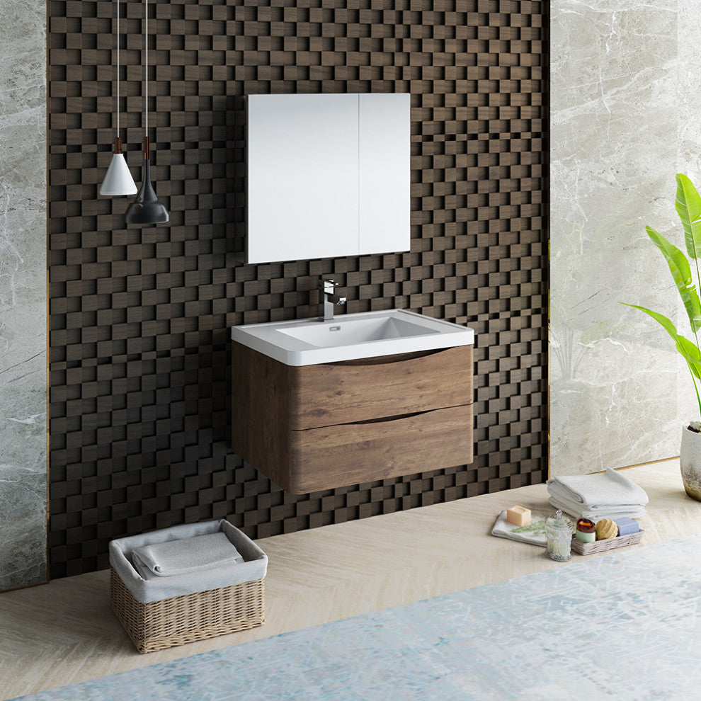 Fresca Tuscany 32" Rosewood Wall Hung Vanity With Medicine Cabinet