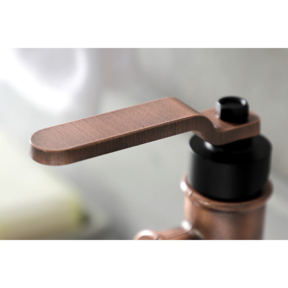 Single-Handle Bathroom Faucet With Push Pop-Up, Matte Black/Antique Copper