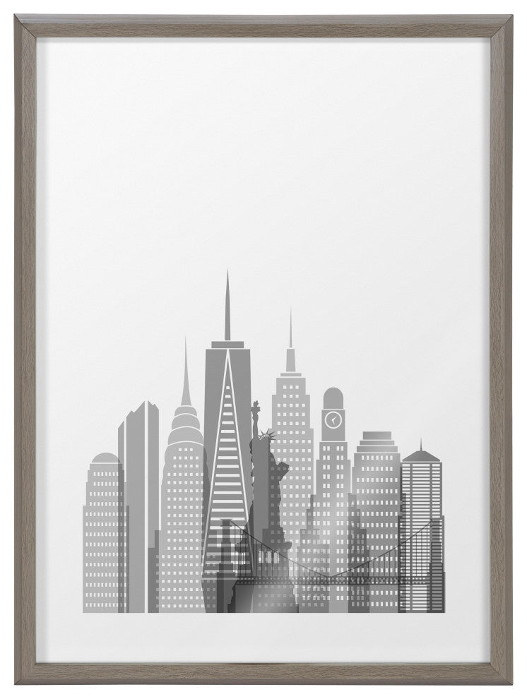 Blake New York Cityscape Framed Printed Glass by Jake Goossen, Gray 18x24