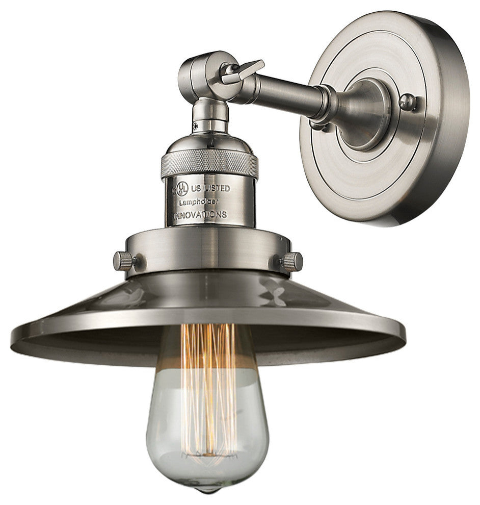 Railroad 1-Light Dimmable LED Sconce, Brushed Satin Nickel