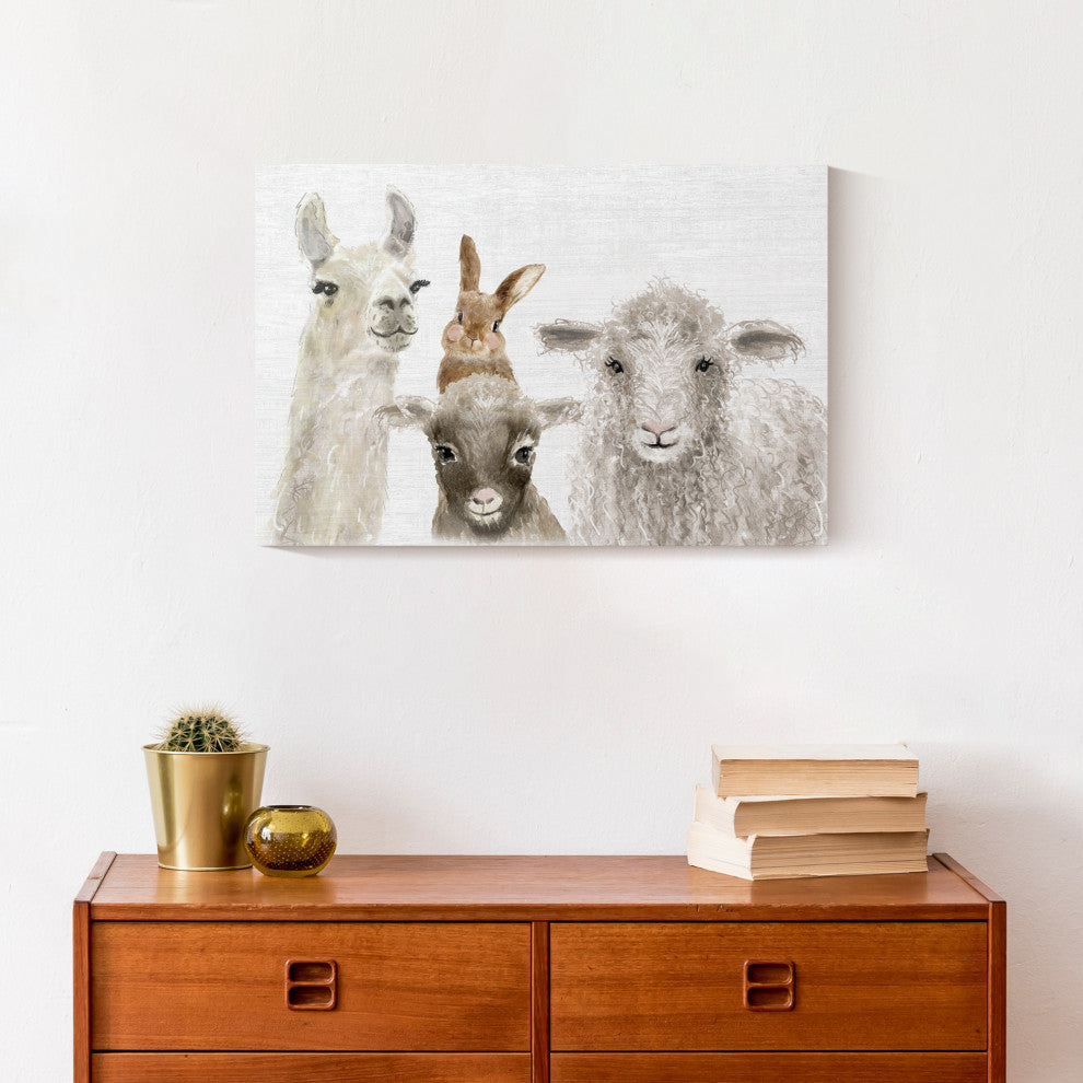 Baby Barn Animals 12"x18" Canvas Wall Art