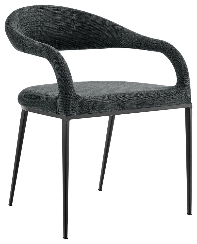 Morgan Matte Black and Charcoal Upholstered Dining Chairs, Set of 2