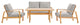 Orlean 4 Piece Outdoor Patio Eucalyptus Wood Set Natural Light Gray